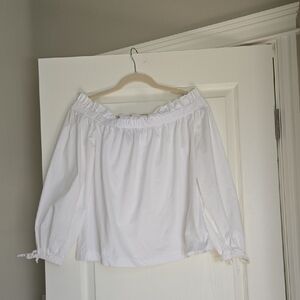 Banana Republic White Ruffled Tie Front Blouse